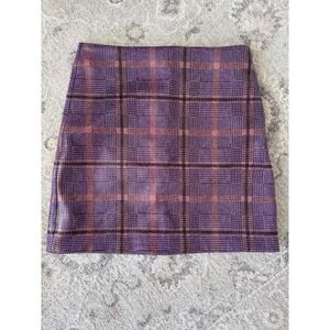 Esqualo Purple Plaid Snakeskin Texture Mini Skirt F19.04507 Womens Size 4